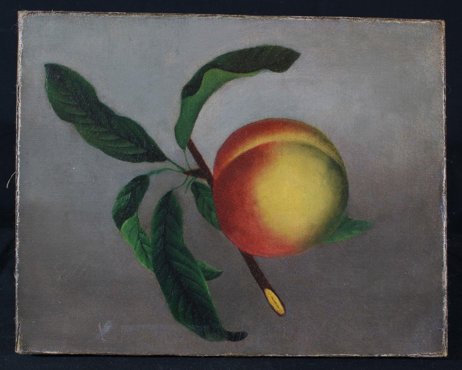 Attrib William Rickarby Miller 19th C Still Life Realism Peach Branch (1 of 4)