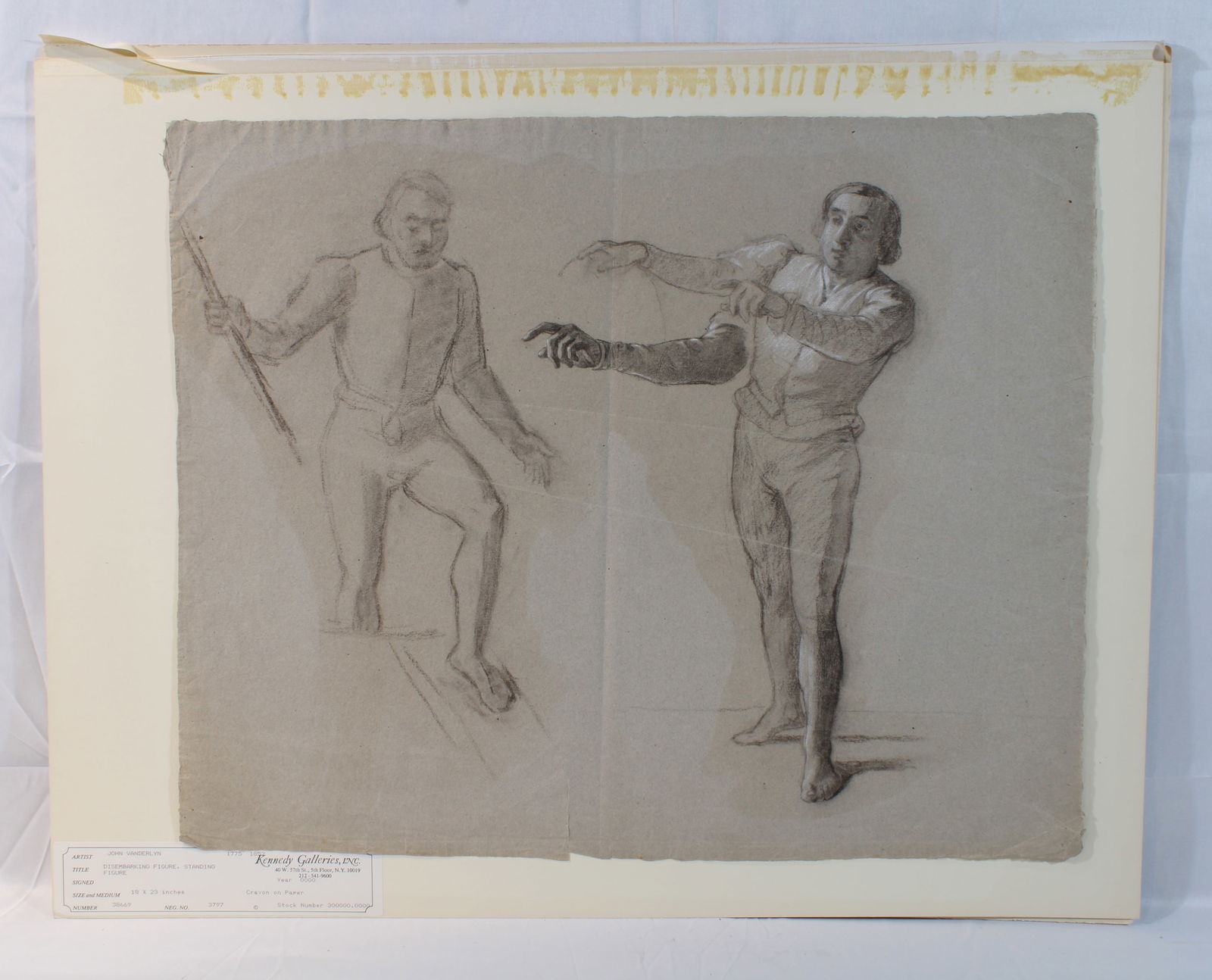 John Vanderlyn Original Drawing ex Kennedy Galleries Figural Studies (1 of 4)