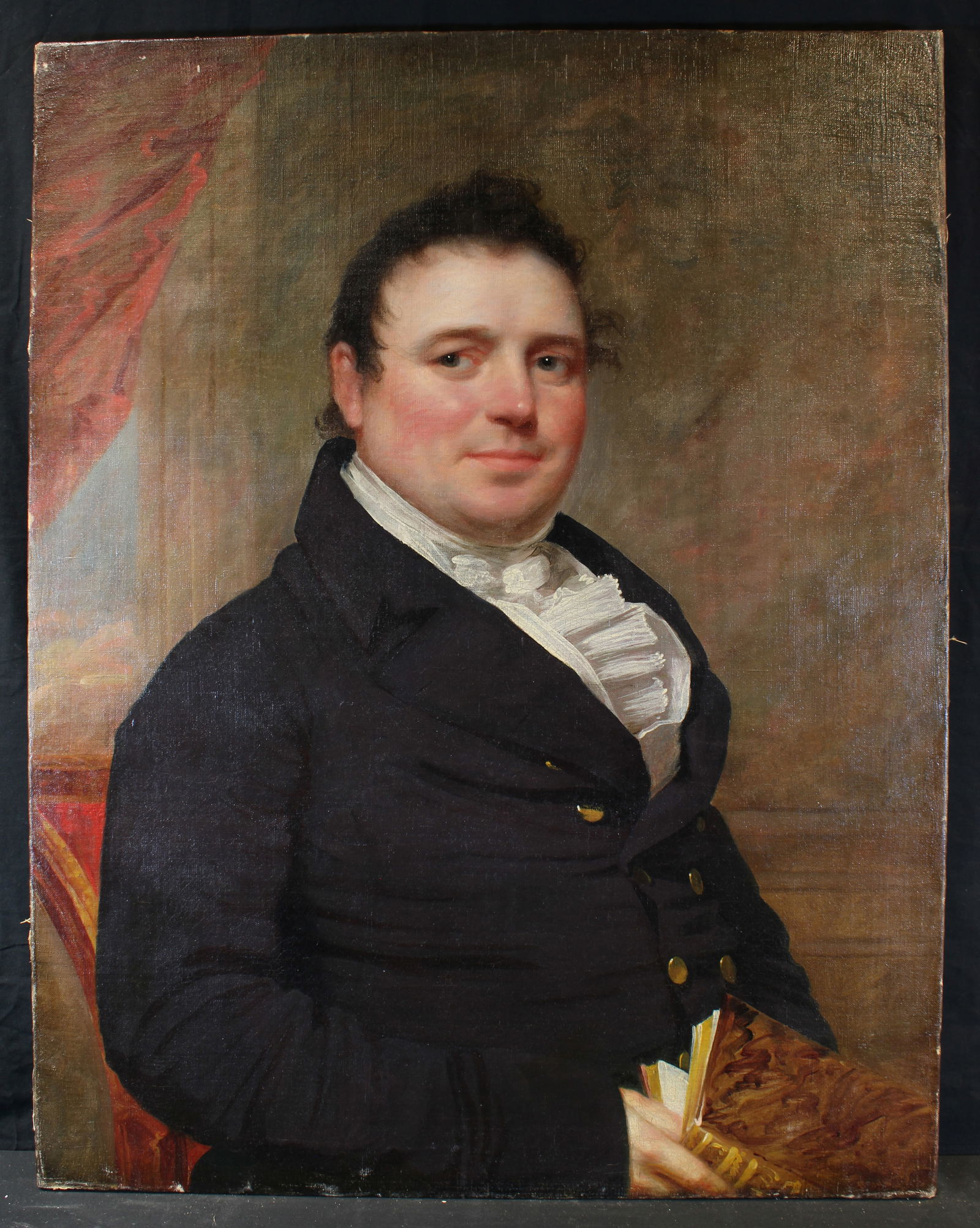 Gilbert Stuart Late 18th to Early 19th C American Academic Portrait of a Gentleman: TITLE: Gilbert Stuart 18th C American Portrait of a Gentleman CATALOG NOTES: An extremely fine quality early American portrait painting by renowned American artist Gilbert Stewart. It features a well