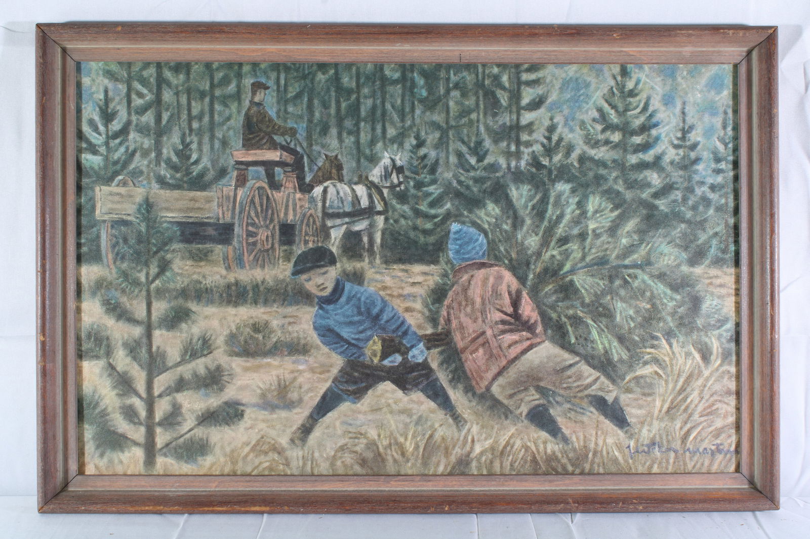 Fletcher Martin Modernist WPA era Print Country Boys Christmas Tree Horse Wagon (1 of 6)