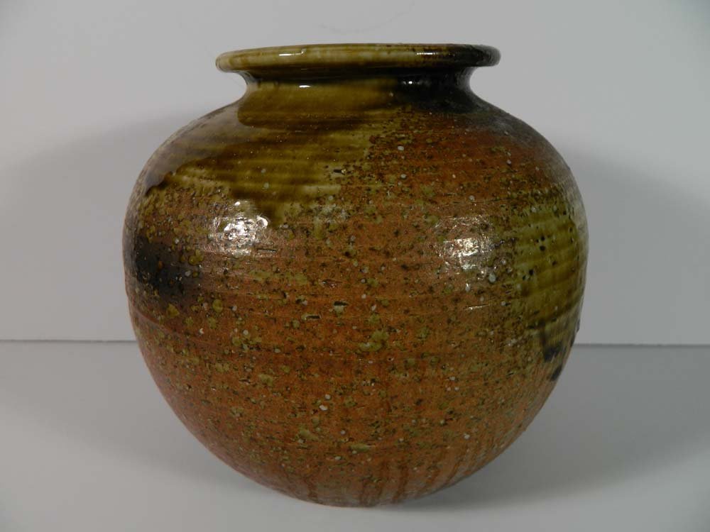 Asian Brown and Red Glazed Jar (1 of 4)