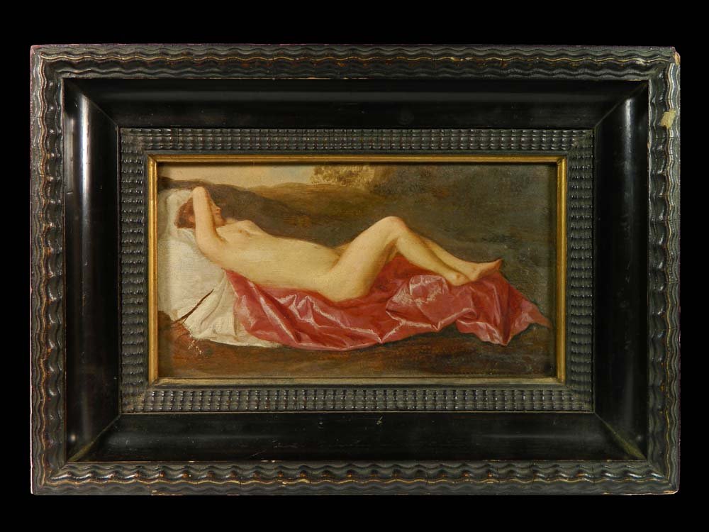 Pieter Spykerman Reclining Nymph: Fine Art,Painting,Oil On Canvas,Pieter Spykerman Reclining Nymph,Fine oil on panel by listed Dutch artist pieter Spykerman. It is entitled Reclining Nymph on an old exhibition label on reverse. Shows 