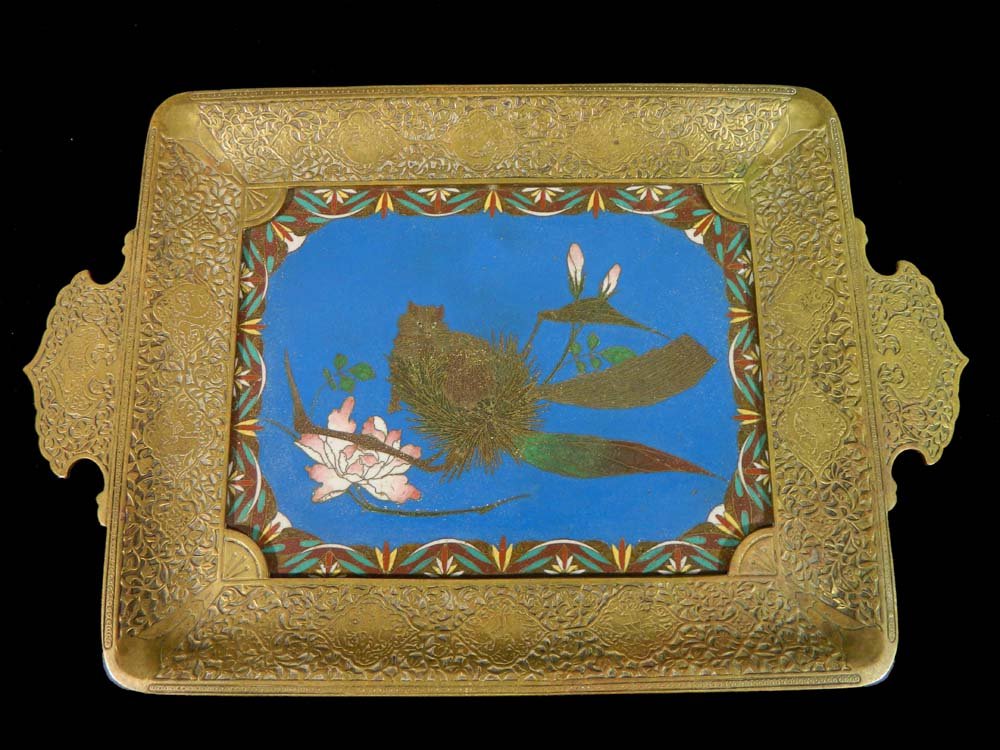 Bronze & Cloisonne Tray Fox and Cactus (1 of 5)