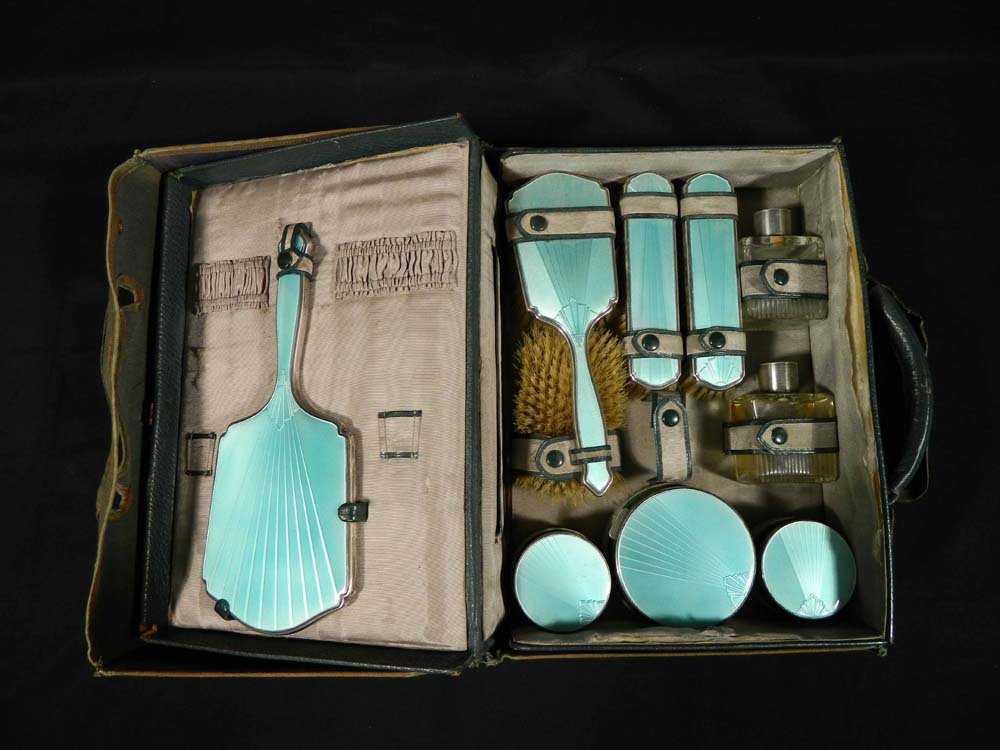 A Carter Sterling Enamel Deco Dressing Set (1 of 5)