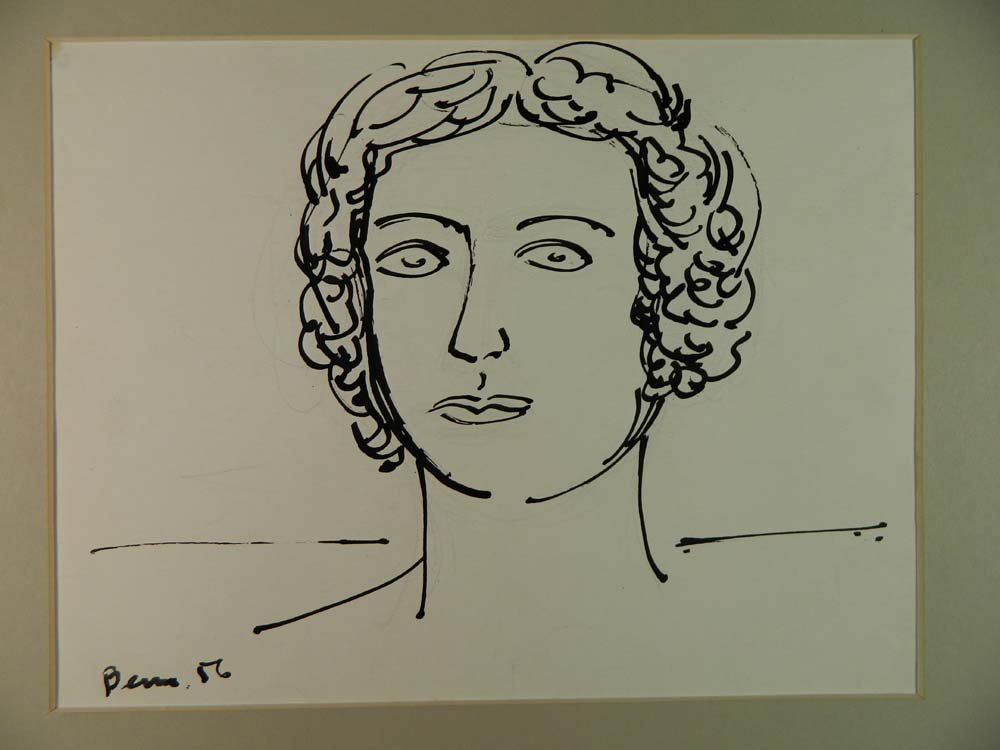 Ben Benn Portrait Head of a Man: Fine Art,Drawing,Ink,Ben Benn Portrait Head of a Man,Well doen sketch by listed American NY modernist.,10 1/2H_13 3/4W,14 3/4H_18W