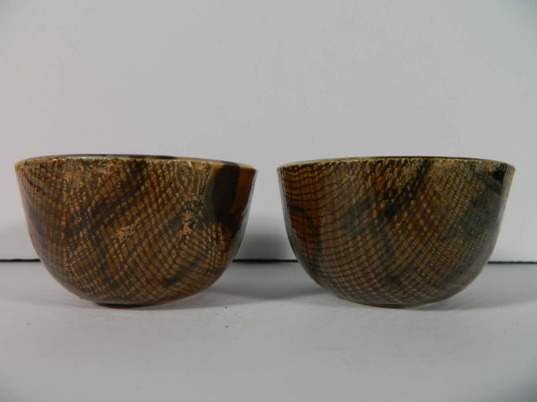 Two Brown Japanese Tea Cups (on 2) (1 of 3)