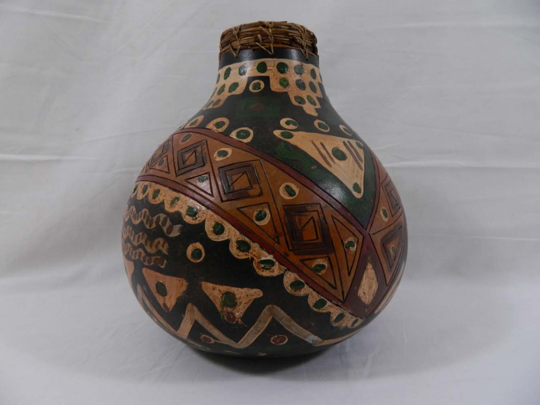 San Ilfonso ? Carved & painted gourd. (1 of 5)