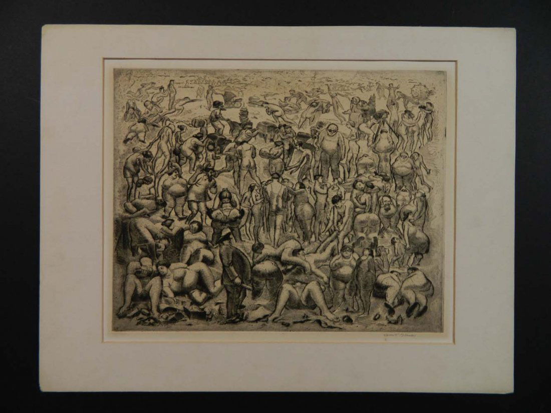 Glinsky WPA style crowded beach Coney Island? (1 of 6)