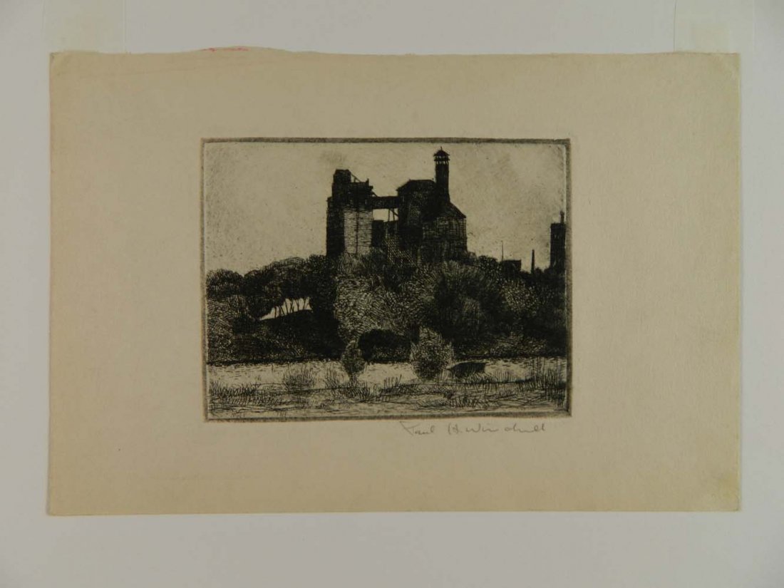 Paul Winchell "Mill By The River": Art,Print,Etching,Paul Winchell "Mill By The River",,3 3/4H_4 3/4W,12H_16W