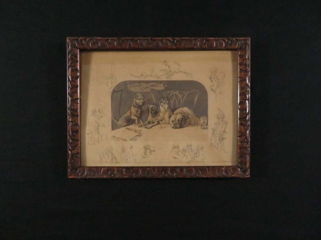 Frank Paton Merry Christmas Dogs Pencil Signed (1 of 5)