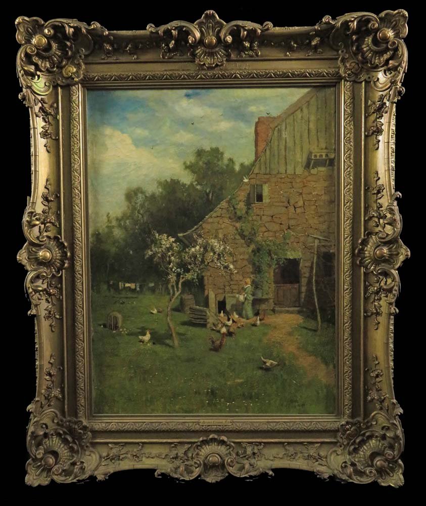 Bruce Crane 30x22 1899 Hamptons NY ? Farm Woman: Art,Painting,Oil On Canvas,Bruce Crane 30x22 1899 Hamptons NY ? Farm Woman,Fine large oil by internationally reknown American Impressionist Robert Bruce Crane. An early work for this artist from 1899