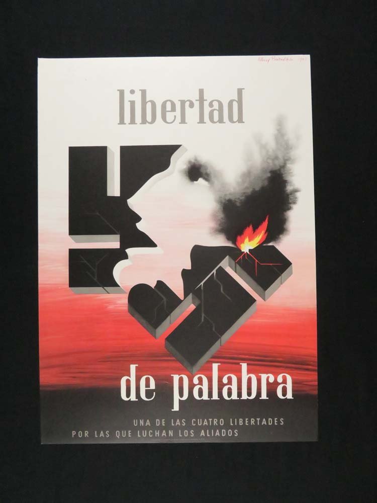 Alexey Brodovitch Libertad De Palabra WWII Political: Art,Print,Posters,Alexey Brodovitch Libertad De Palabra WWII Political Poster,Striking image by world reknown poster artist Alexey Brodovitch showing a face between segments of a swastika. Publication