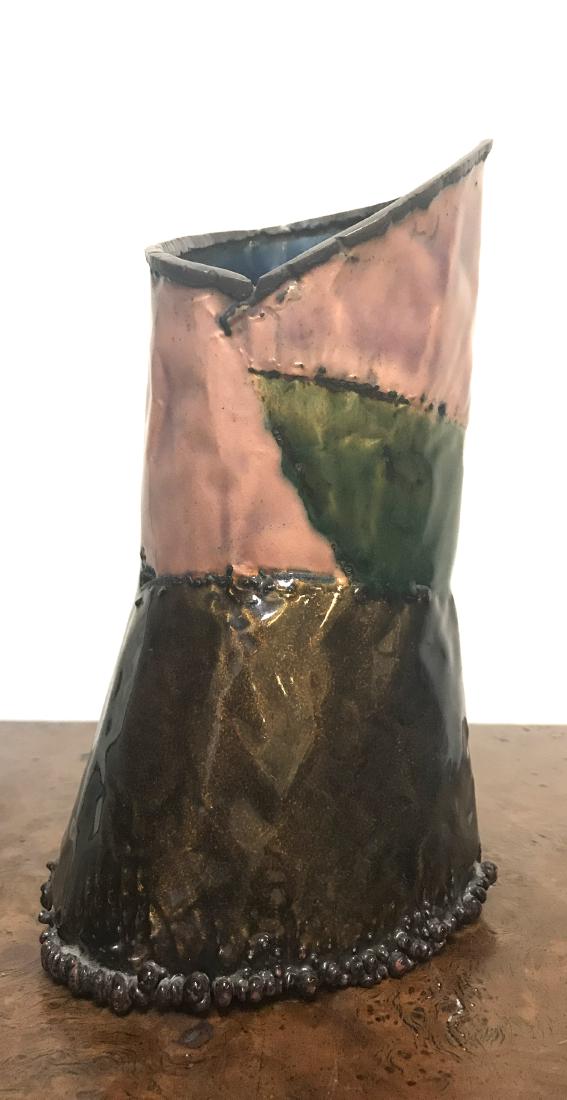 June Schwarcz Metal Enamel Art Vessel Sculpture Signed (1 of 10)