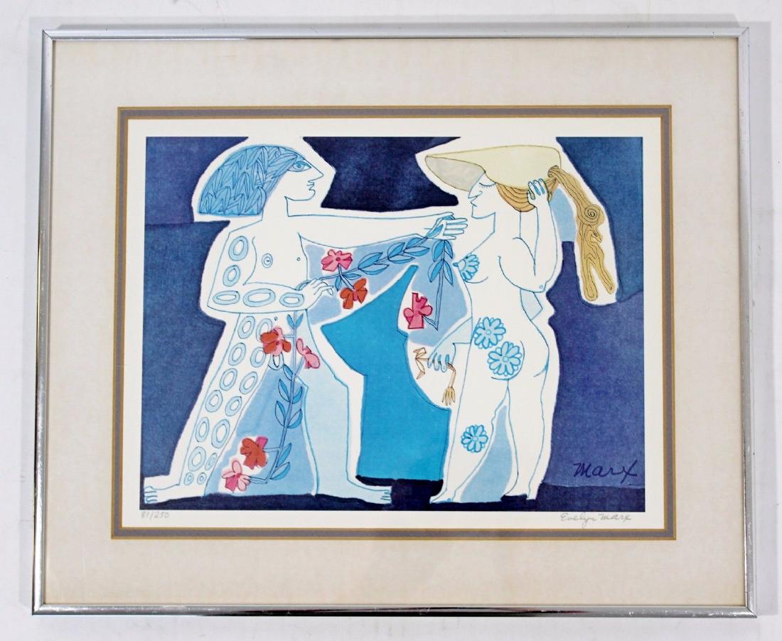 Framed Signed Adam & Eve Lithograph by Evelyn Marx (1 of 5)