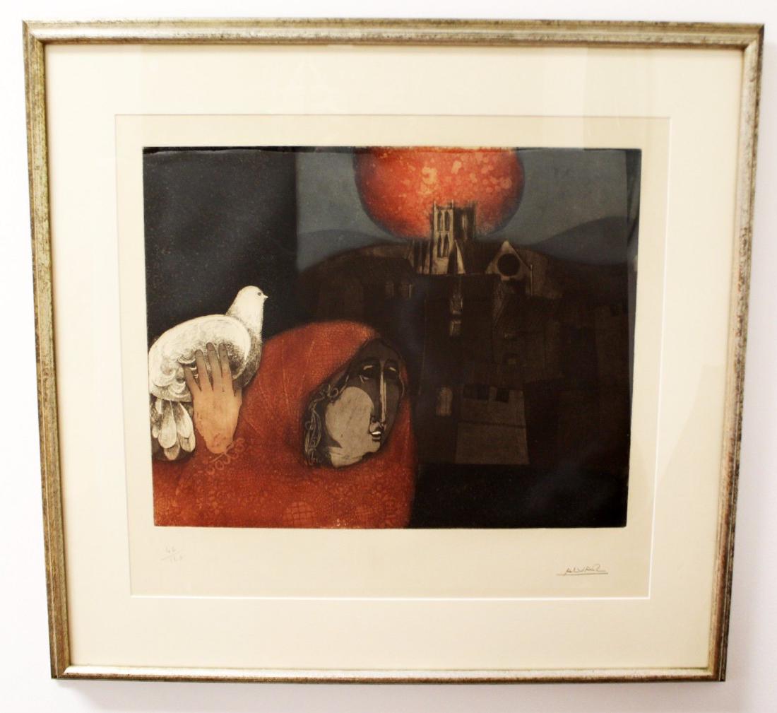 Framed Sunol Alvar Dove Lithograph Signed Numbered (1 of 5)