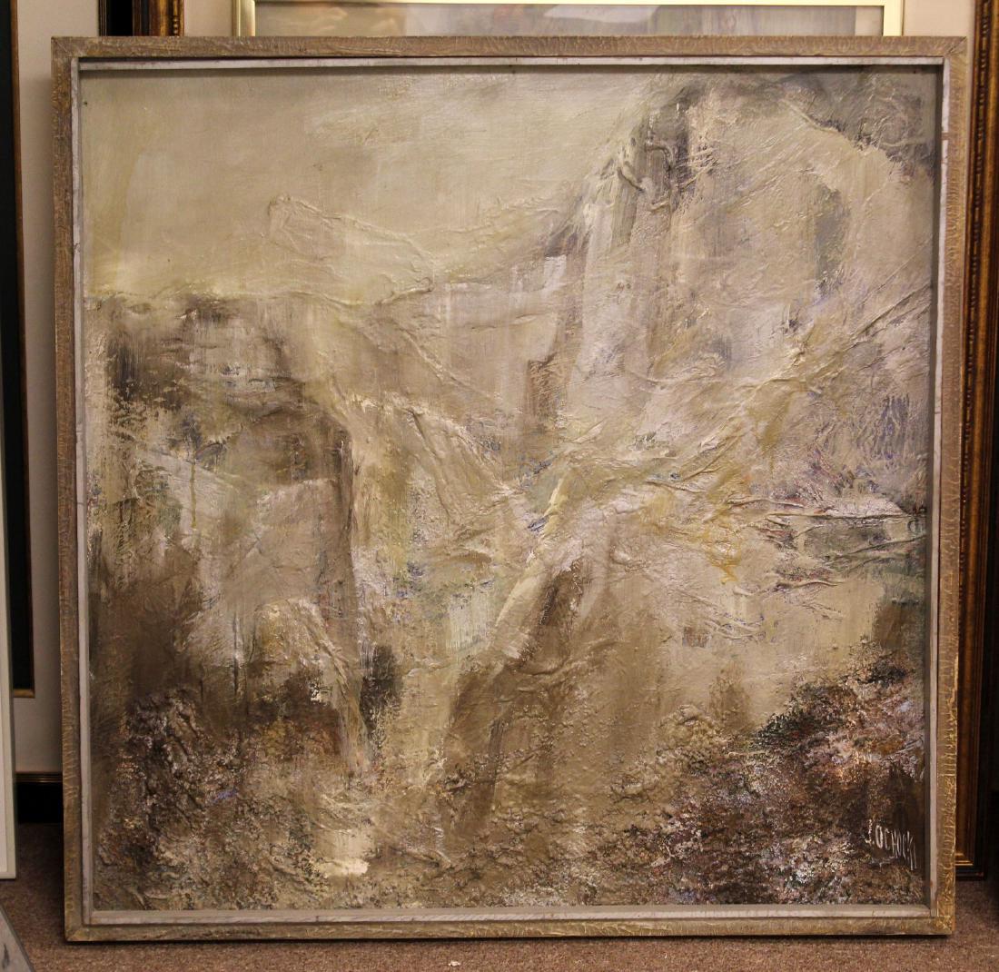 Framed Gray Textured Abstract Impressionist Painting (1 of 4)