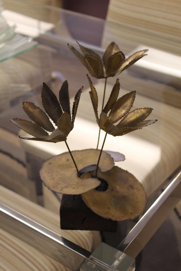 Jere Style Flower Table Sculpture Wood Base 1970s (1 of 4)