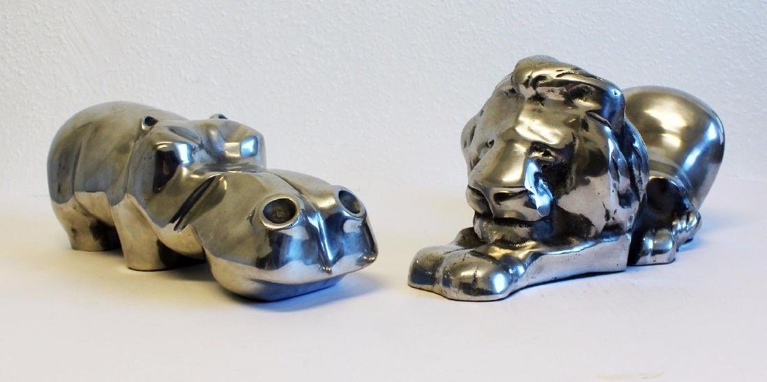 David Parker Aluminum Table Sculptures Hippo & Lion (1 of 6)