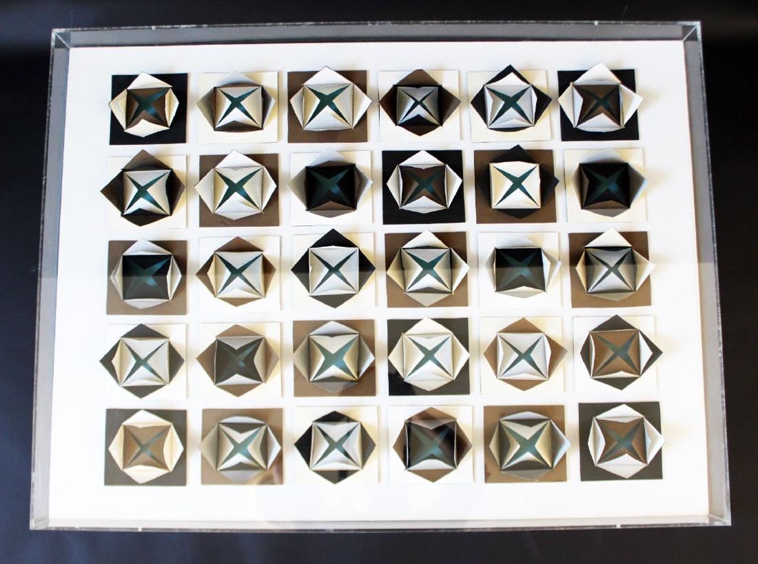 Lucite Framed Origami 3-D Hanging Wall Art Sculpture (1 of 5)