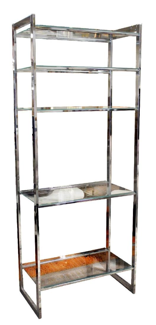 Chrome & Glass Shelving Unit Etagere Milo Baughman (1 of 4)