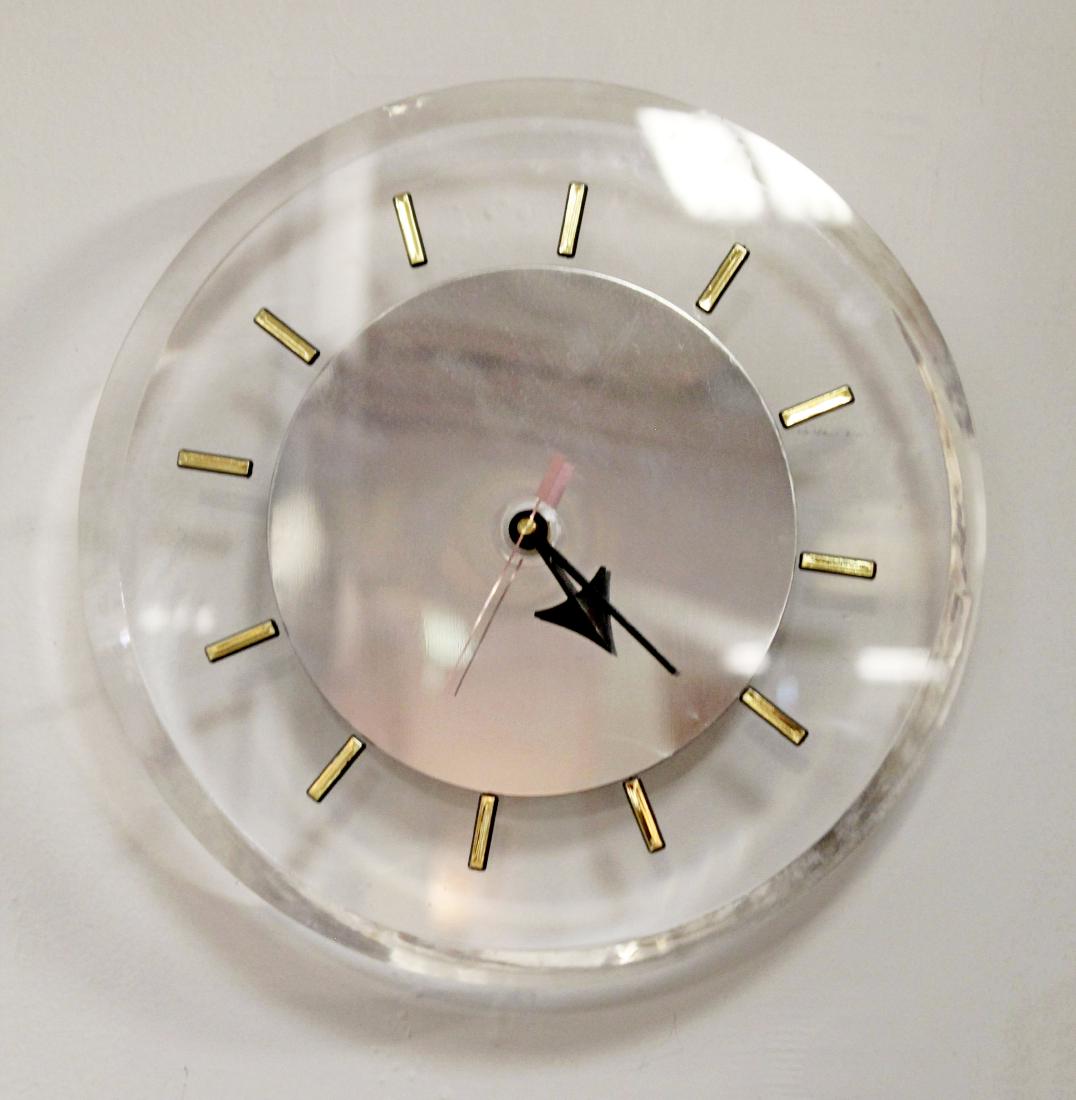 Lucite & Brass Kienzle Wall Clock Modern Art 1970s (1 of 4)