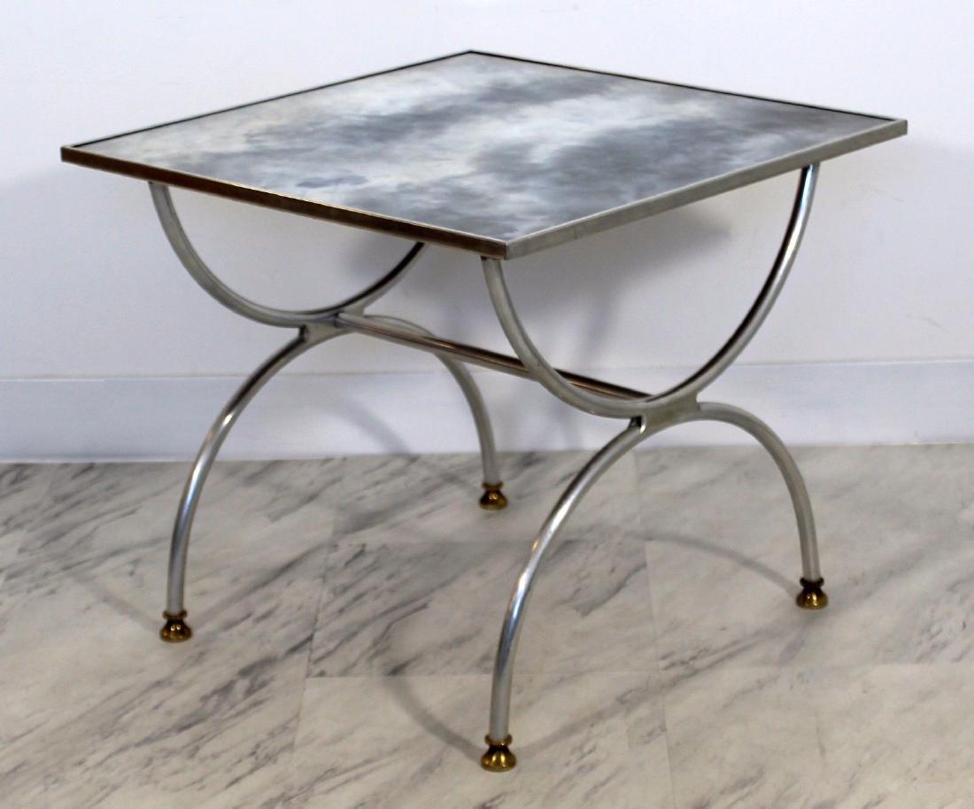 DIA Aluminum Side End Table w/ Mirrored Glass Top 1970s (1 of 4)