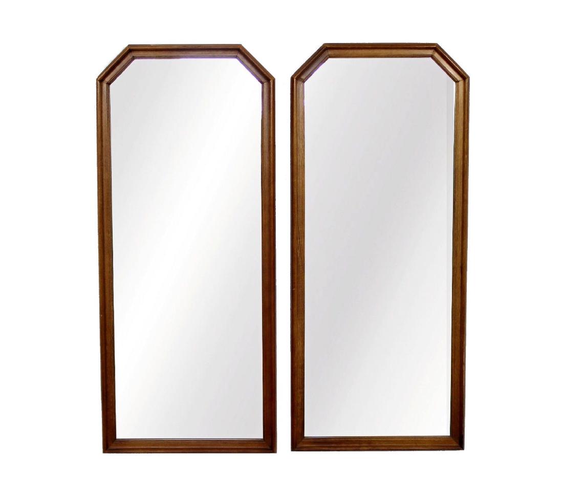 Pair of Vintage Large Long Walnut Wall Mirrors 1960s (1 of 3)