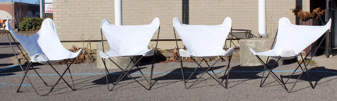 Original Vintage Knoll Iron Butterfly Chairs 1950s: For your consideration is a fabulous, set of four, Butterfly chairs, made of iron and with a white fabric upholstery, circa the 1950s. This posting is for 4. In great vintage condition. The dimensions