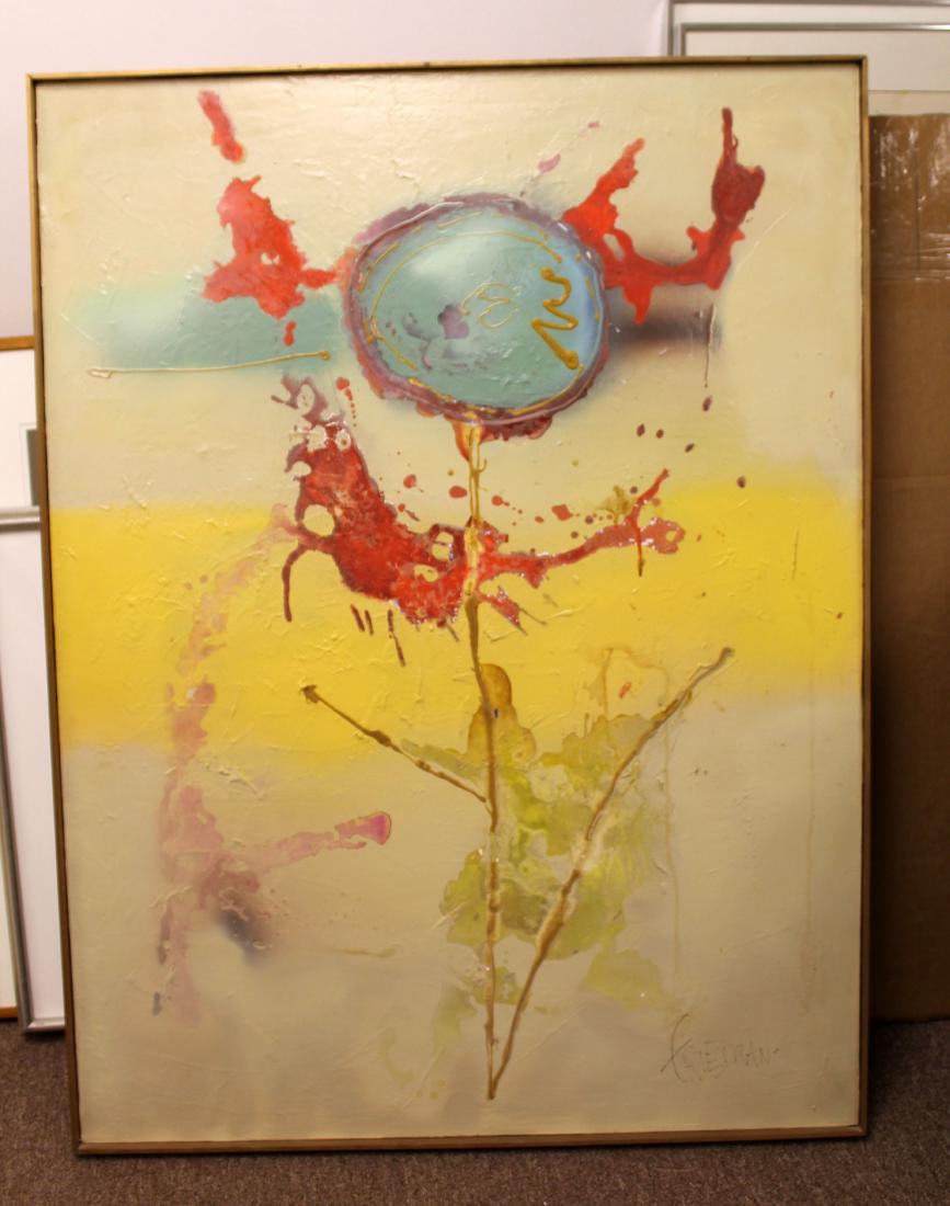 Signed Abstract Painting Titled Sunflower Friedman (1 of 5)