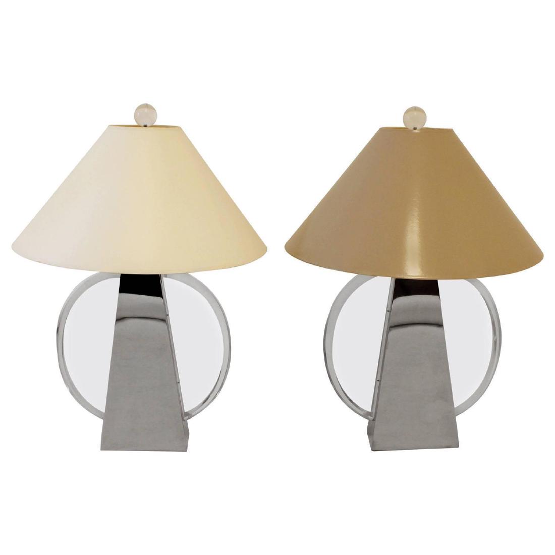 Pair of Signed Chapman Aurora Lucite Chrome Table Lamps (1 of 5)