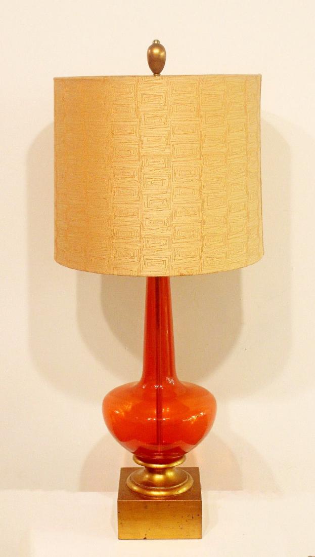 Hollywood Regency Modern Orange Glass Lamp Italy Murano (1 of 6)