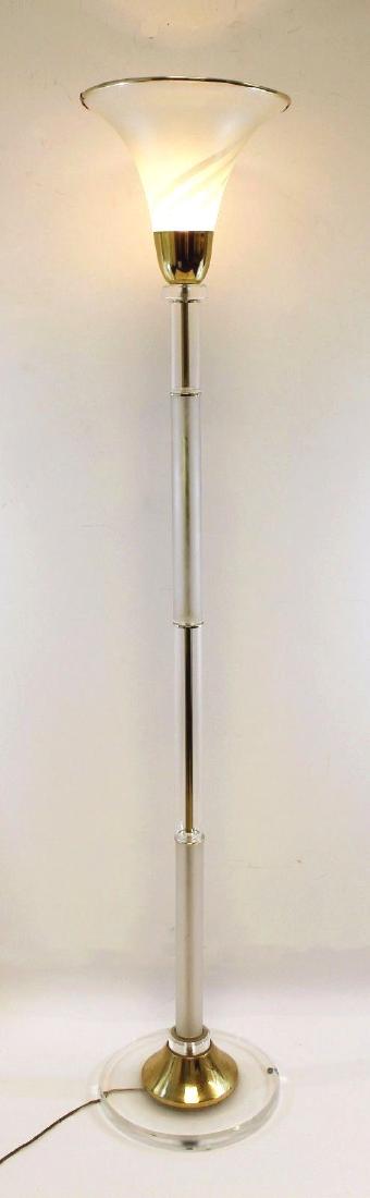 Karl Springer Style Floor Lamp Brass Glass Lucite 1960s (1 of 5)
