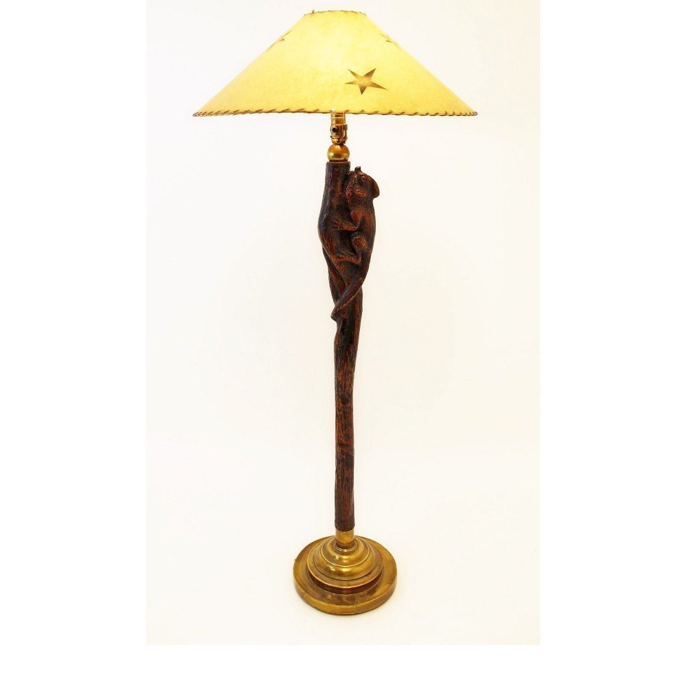 Hart Assoc. Chameleon Wood Brass Floor Lamp Chapman (1 of 5)