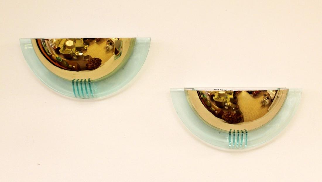 Pair of Small Brass Green Acrylic Wall Sconces 1970s (1 of 5)