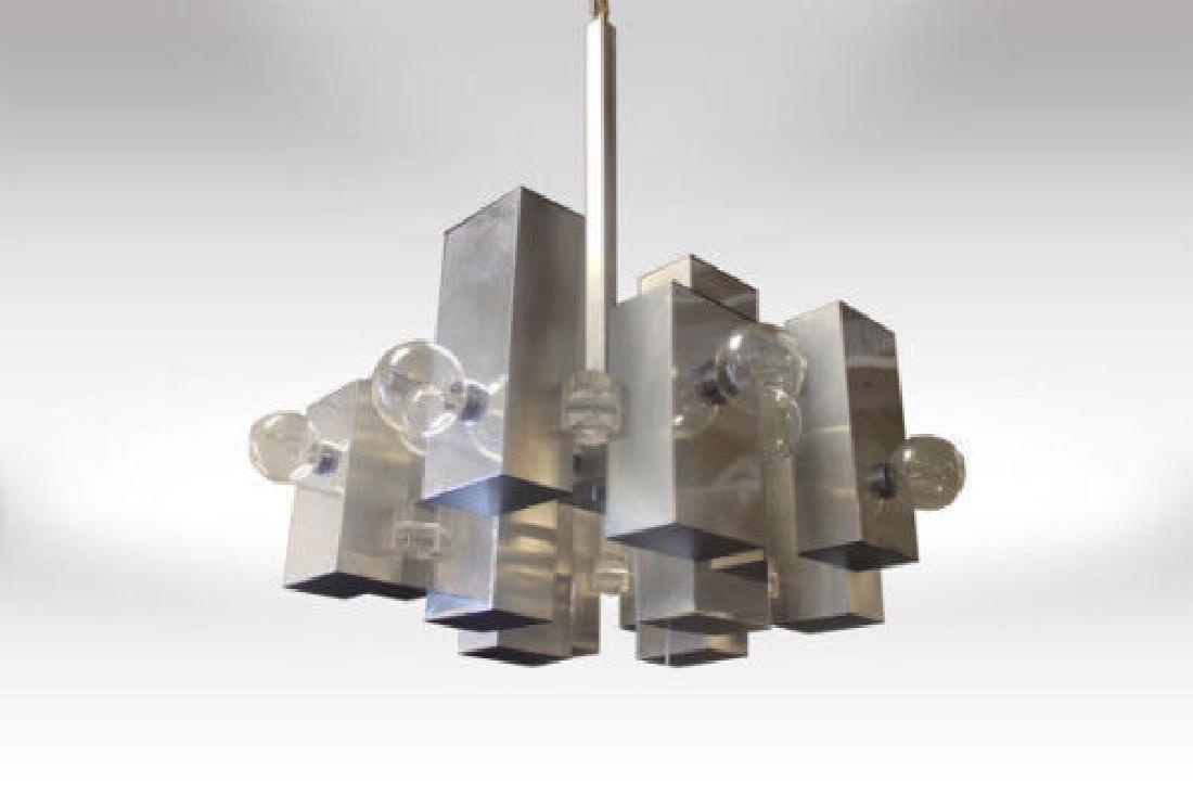 Sciolari Chandelier Fixture Italian Lucite Aluminum (1 of 5)