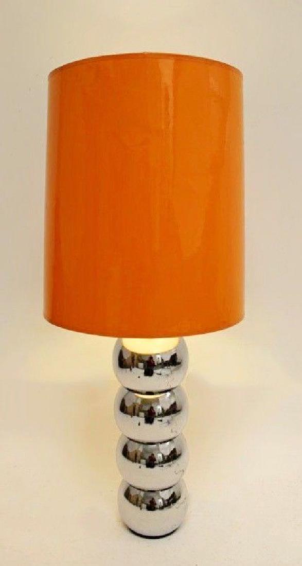 Kovacs Chrome Table Lamp Orange Shade 1960s Orig Finial (1 of 5)
