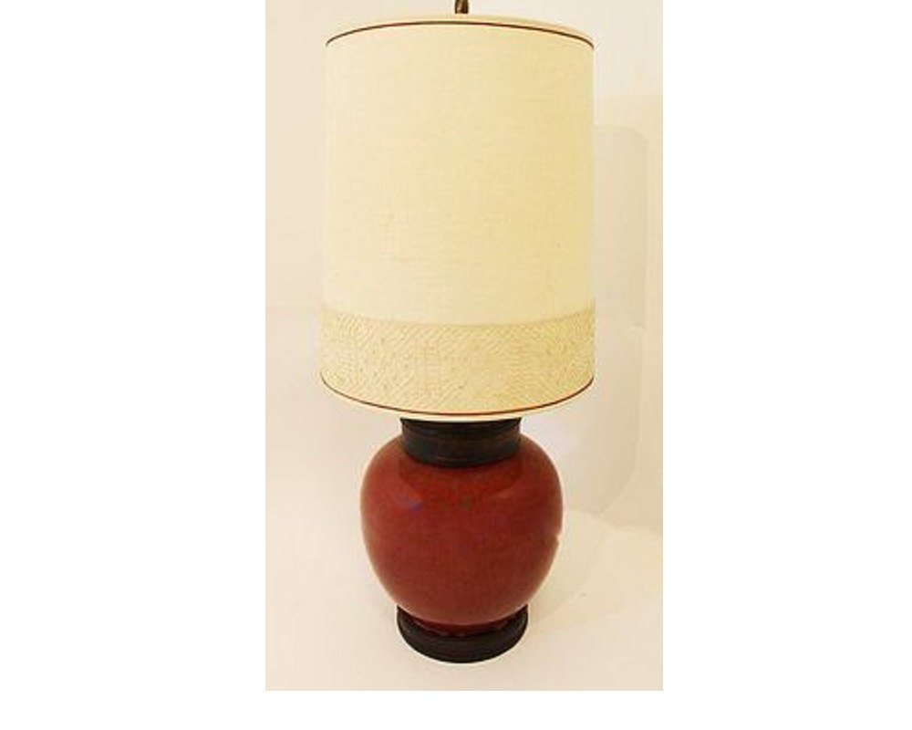 Chinese Sang de Boeuf Style Ceramic Enamel Table Lamp (1 of 4)
