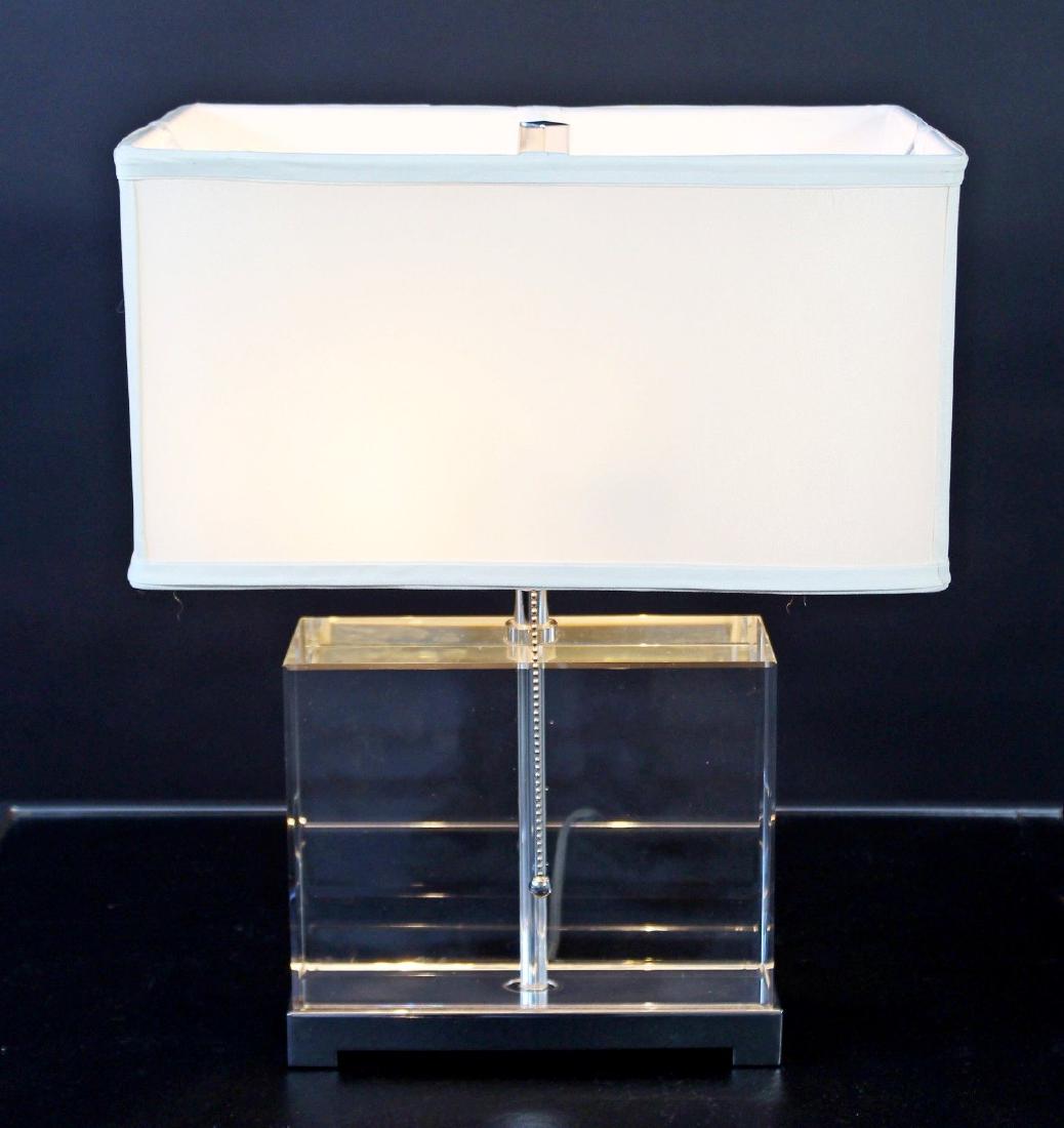 Chunky Lucite & Chrome Table Lamp Karl Springer Style (1 of 6)
