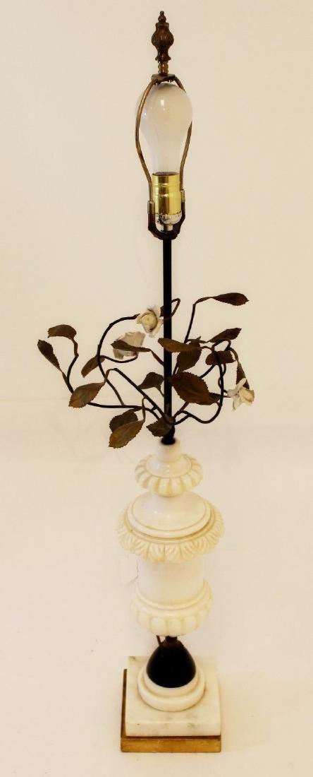 Alabaster Table Lamp w/ Porcelain Flowers (1 of 8)