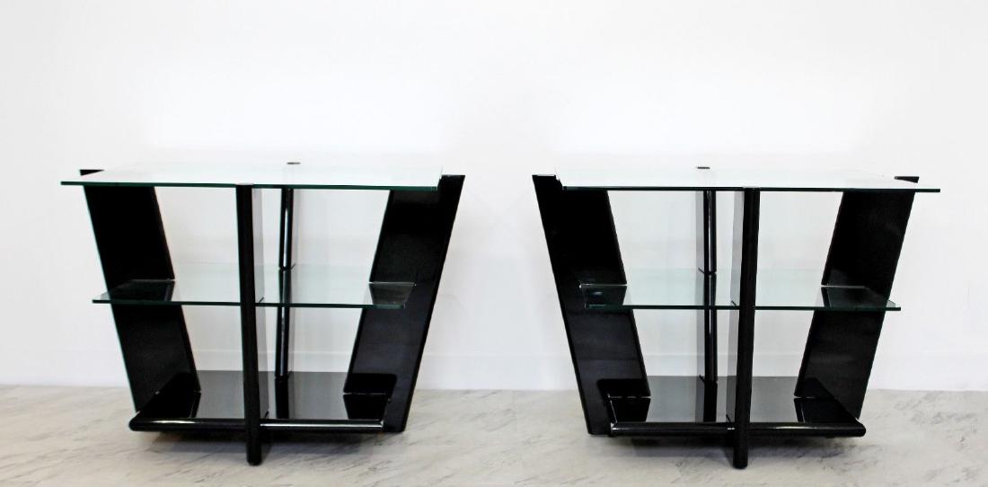 Pair of Black Acrylic & Glass Tiered Side End Tables (1 of 6)