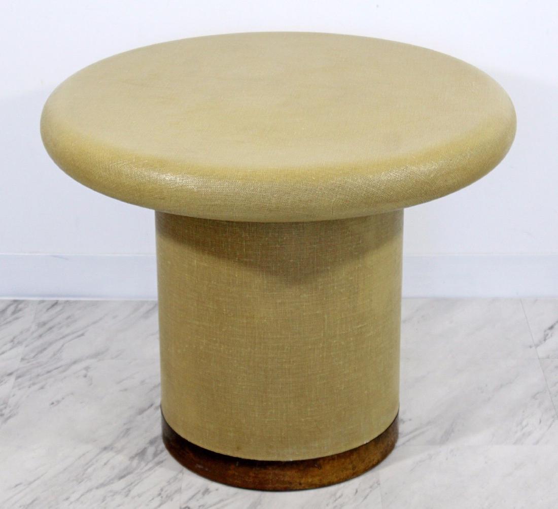 Grasscloth & Brass Pedestal Side Table Springer Style (1 of 4)