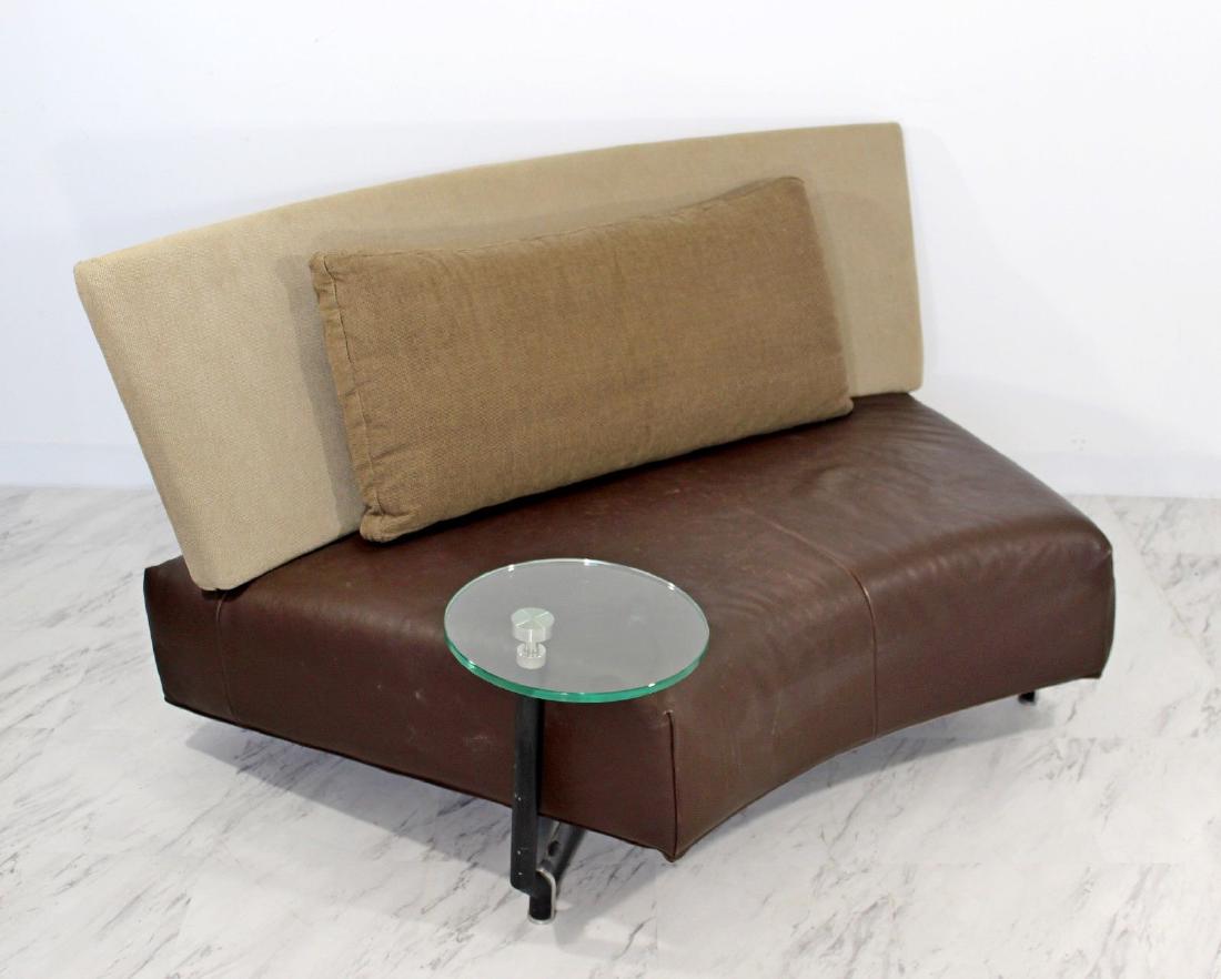 Montis Baku Brown Leather Settee Attached Side Table (1 of 6)