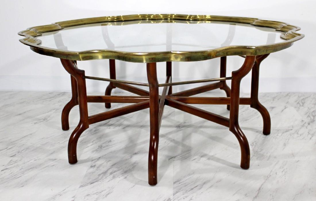 Regency Brass Tray Top Coffee Table 8 Leg Wood by Baker (1 of 4)