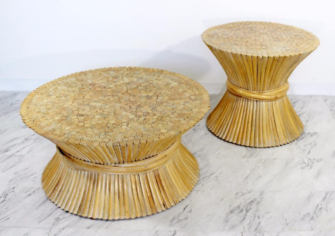 Pair Of McGuire Bamboo Wheat Sheaf Coffee & End Table (1 of 4)
