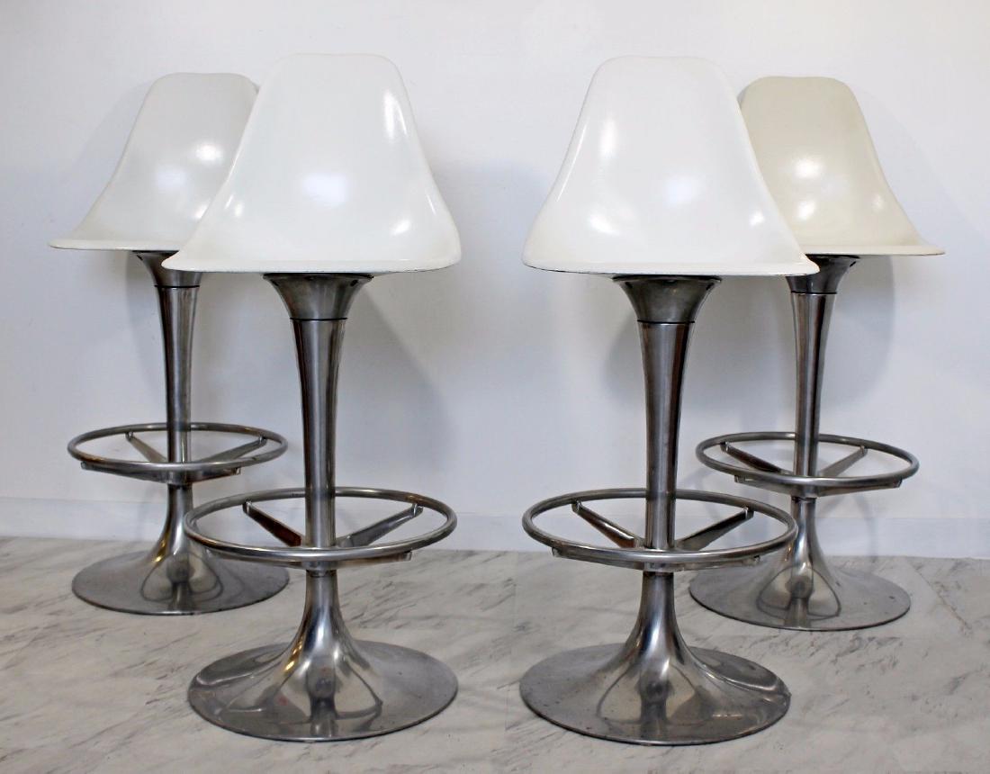 Set of 4 Burke White Chrome Swivel Bar Stools Saarinen (1 of 6)