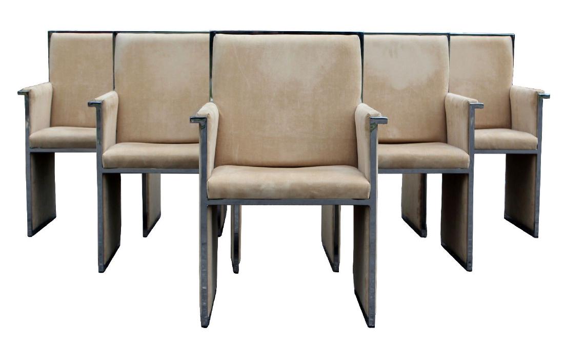 Chrome Beige Set of 6 Dining Armchairs Founders (1 of 6)