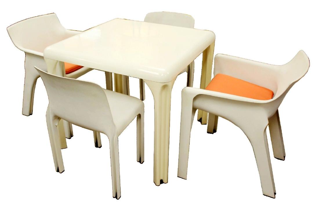 Game Dinette Set Table 4 Chairs Magistretti Artemide (1 of 6)