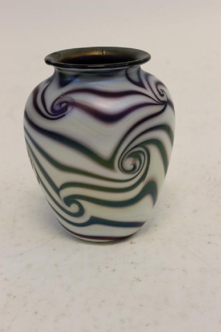 Charles Lotton Signed '72 Glass Vase King Tut Pattern (1 of 5)