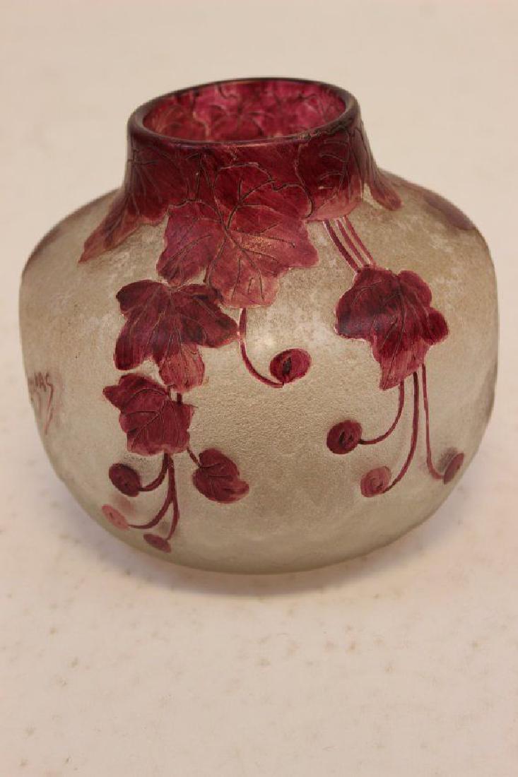 Legras & Cie Signed Frosted Pink & White Art Glass Vase (1 of 5)