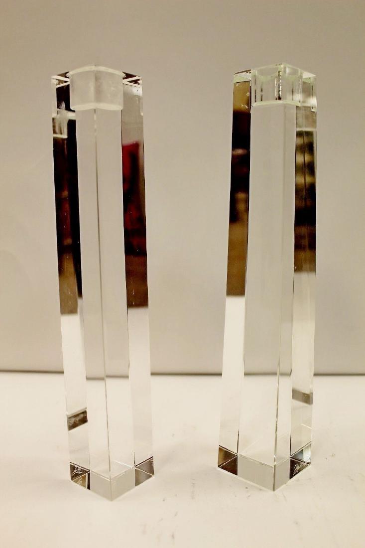 Oleg Cassini Crystal Pair Candlesticks Signed (1 of 4)